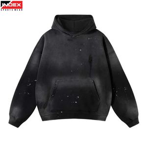 Sweat à capuche délavé et usé pour homme, style urbain, à porter au quotidien - Product Image 1