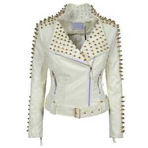 Chaqueta de cuero con tachuelas para mujer, estilo nuevo, precio económico, para ropa de invierno / Chaquetas de cuero con tachuelas de manga larga - Product Image 1