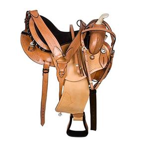 Selle anglaise robuste résistante à l'eau avec motif gravé en cuir véritable pour l'équitation – Fournisseur de selles australiennes - Product Image 3