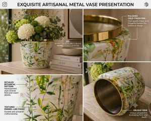 Unique Design Set of 2 Decorative Metal Vase <b>Sticker</b> Enamel Large Size Classic <b>Flower</b> Vase for Home and Table Decor Customized - Product Image 6