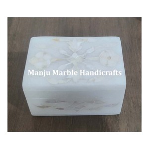 Caja de Nácar Multicolor de Mármol Blanco Puro con Diseño Artístico Novedoso de Conchas Marinas Azules y Rosas de Piedras Preciosas Naturales - ¡Precio Más Barato! - Product Image 2