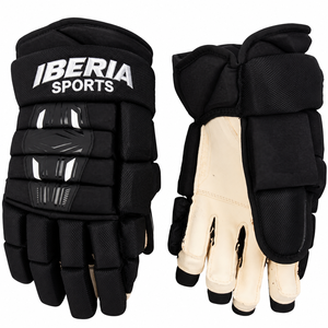 ถุงมือฮอกกี้น้ำแข็ง IBERIA รุ่นพรีเมียมสีดำ พร้อมอุปกรณ์ป้องกันนิ้วมือ |   ถุงมือผู้เล่นฮอกกี้ |   โลโก้แบบกำหนดเอง OEM ขายส่ง - Product Image 1