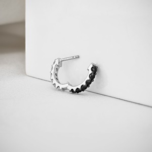 Pendientes de Aro Minimalistas de Oro de 14K con Diamantes Cultivados en Laboratorio, Aros Reversibles con Diamantes Negros o Rubíes para Mujer, Joyería Elegante - Product Image 4