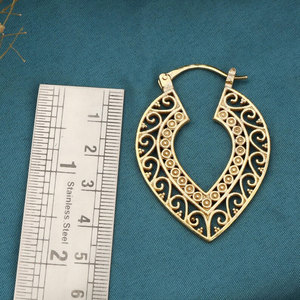 Pendientes de Aro Hechos a Mano con Filigrana Dorada, Geométricos, Tribales, Bohemios, Étnicos, para Mujer - Product Image 3