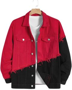 Veste en jean décontractée Mukhab pour homme – Collection automne, respirante, imperméable, réversible, coupe classique, effet vieilli, 100 % denim - Product Image 1