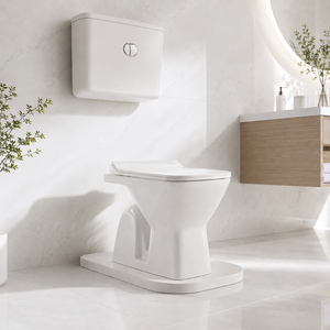 WC moderne en céramique à deux pièces, à poser au sol, à fermeture lente, à évacuation par gravité, facile à nettoyer, à siphon en S, pour hôtels, hôpitaux, villas, salons et extérieurs - Product Image 2