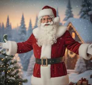 Costume de Père Noël en velours rouge avec barbe en fourrure blanche, chapeau et sac cadeau – Idéal pour les fêtes et spectacles de Noël - Product Image 4