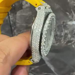 Montre en Moissanite Givrée Personnalisée de Haute Qualité 40mm, Bracelet en Acier Inoxydable Allié, Style Affaires Antique, Unisexe, Diamant de Meilleure Qualité - Product Image 2