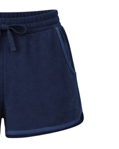 Custom Navy Blue <b>Women</b> Sweat <b>Shorts</b> Cotton Fleece <b>Elastic</b> <b>Waist</b> Drawstring Gym Casual Summer <b>Shorts</b> OEM Manufacturer Supplier - Product Image 4