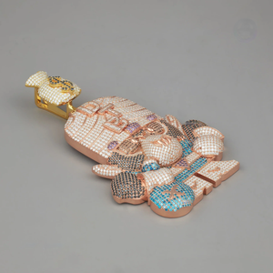 DTBT Cartoon Monkey Pendant <b>Real</b> Rose Gold Plated <b>Crystal</b> Rhinestone Hip Hop For Men's Themed Charm Gift - Product Image 2