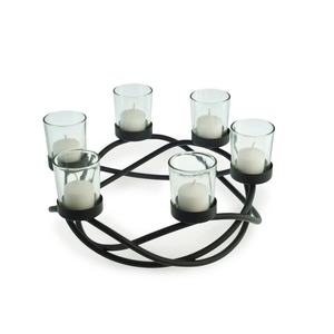 Candelabro de Metal Negro con 6 Portavelas de Vidrio Resistentes al Calor, Decoración para el Hogar - Product Image 5