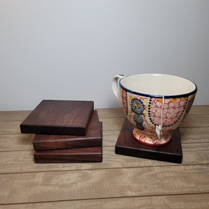 Round Acacia Wood <b>Coasters</b> Set Rustic Wooden <b>Drink</b> Mats for Coffee Tea and Wine Glasses - Product Image 2