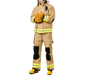 Uniforme de travail unisexe ignifuge et imperméable en polyester pour pompiers, avec bandes réfléchissantes et patchs de protection - Product Image 3