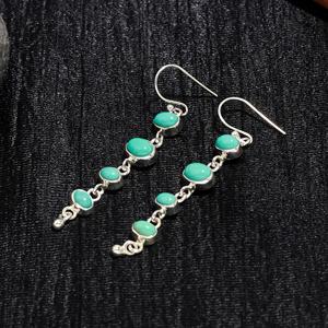 Best Price Turquoise Gemstone Sterling <b>Silver</b> Dangle Drop <b>Earrings</b> 925 <b>Solid</b> Sterling <b>Silver</b> Wedding Gift Jewelry for Women - Product Image 2