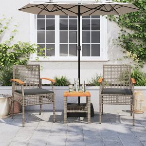 Ensemble de 2 chaises de jardin en rotin PE gris moyen et marron - Product Image 3