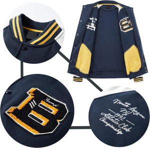 Plus Size <b>Men's</b> Varsity College <b>Jackets</b> With Stand Collar Custom Logo And Plain <b>Letter</b> Wholesale Blank Varsity <b>Jacket</b> For <b>Men</b> - Product Image 4