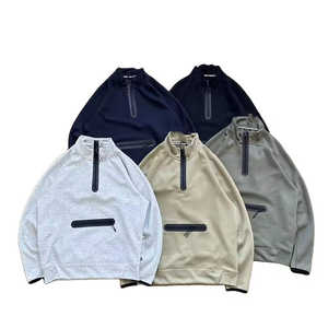 Chaqueta deportiva personalizada para hombre y mujer, de primavera y otoño, con media cremallera, manga regular, cuello alto, sudadera tipo pulóver, con cremallera cosida y capucha. - Product Image 2