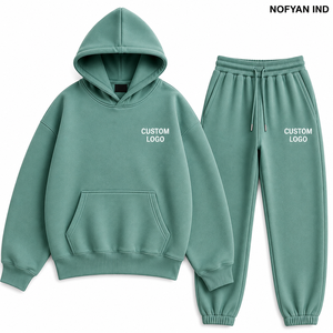 Heavyweight <b>Oversized</b> Eco-Friendly Breathable Hip Hop Sweat Suit Men Women Custom Hoodie <b>Jogger</b> Set French Terry Cotton 3D - Product Image 1