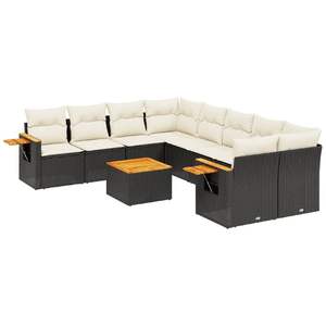 Conjunto de sofás de jardín modulares de 9 piezas, ratán PE negro, modelo D0100XF4JQJ - Product Image 2