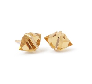Citrine Quartz Elongated Hexagon <b>Stud</b> <b>Earring</b> Center Bezel <b>Set</b> Faceted Gemstone Handmade Minimalist Jewelry Gift For Her - Product Image 4