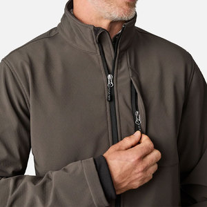 Chaqueta de Forro Polar Gris para Hombre con Cierre de Cremallera, Cuello Alto, Ropa Exterior Informal Resistente al Viento para Otoño - Product Image 4
