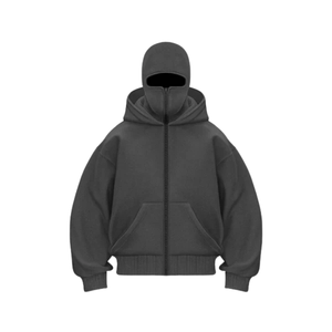 Sudadera con capucha tipo balaclava para hombre, personalizada, de invierno, con efecto lavado ácido, apliques bordados, 100% algodón, forro polar, transpirable, con doble capucha - Product Image 6