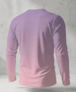 <b>Men's</b> Purple <b>Pink</b> Gradient Long Sleeve Crewneck T <b>Shirt</b> Quick Dry Knitted Casual Top - Product Image 2