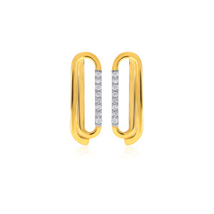 Boucles d'oreilles créoles en or jaune 18 carats avec diamants de laboratoire ronds pavés, bijoux fins modernes pour femmes - Product Image 1