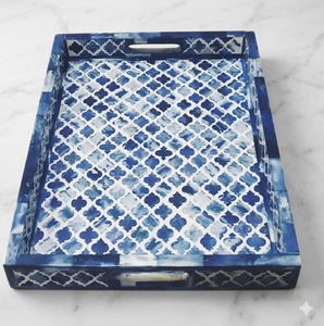 Handmade Customizable Acrylic <b>Plastic</b> Bone Inlay <b>Serving</b> <b>Tray</b> Mother Pearl Marble MDF Multipurpose Home Decor Hotels Restaurants - Product Image 1