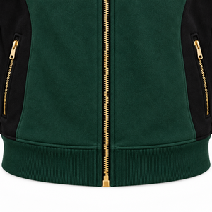 Sudadera con Capucha y Cremallera Unisex MANGOES FASHION, Verde y Negro, Manga Larga, Color Sólido Informal, 100% Algodón Felpa, Bolsillos Laterales, Verano - Product Image 5