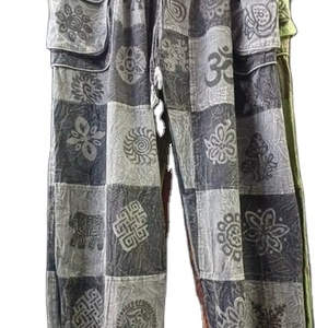 GM-300124U Pantalones de Yoga Casuales de Verano Estilo Hip Hop, Pantalones Harem de Cintura Alta, Pierna Ancha, Largo hasta la Pantorrilla, Cierre con Cordón, 100% Rayón - Product Image 1