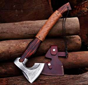 Hache artisanale de qualité industrielle en acier à haute teneur en carbone de 18 pouces avec manche en bois, garantie 1 an pour l'extérieur, par Steel Craft International - Product Image 6