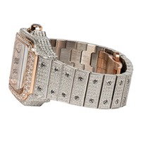 Montre de luxe en or rose 18 carats bicolore pour femme, entièrement sertie de diamants Moissanite, style Hip Hop glacé