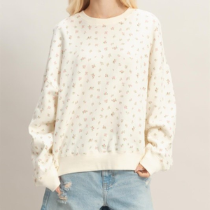 Sudadera de Manga Larga Extra Grande para Mujer con Logotipo Personalizado, Sudadera con Cuello Redondo y Estampado Floral, Fabricante de Sudaderas - Product Image 1