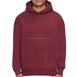 Sweats à capuche pour hommes en coton 100% surdimensionnés en gros, séchage rapide, respirant, vêtements décontractés, technique de teinture unie pour la saison hivernale - Product Image 1