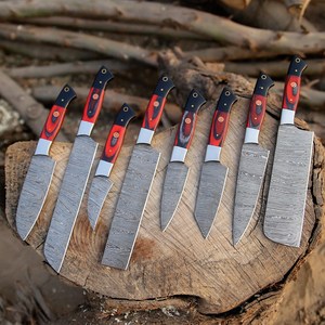 Ensemble de couteaux de cuisine Damas avec couteau à découper, couteau de chef fait main, couteau à trancher et couteaux utilitaires – Ensemble de couteaux de cuisson professionnels en gros - Product Image 5