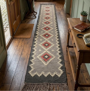 Entryway Home Decor Wool Jute <b>Runner</b> <b>Rug</b> Handmade Boho Tribal Geometric Rustic <b>Hallway</b> Woven Floor Carpet <b>Runner</b> - Product Image 1