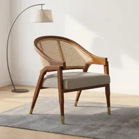 Chaise de restaurant de luxe en velours tressé avec structure en bois massif pour hôtel, café, salle à manger et mobilier de bureau à domicile