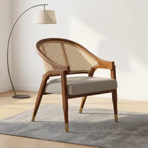 Chaise de restaurant de luxe en velours tressé avec structure en bois massif pour hôtel, café, salle à manger et mobilier de bureau à domicile - Product Image 2