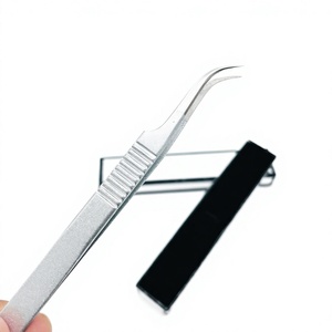 Pince à épiler pour extensions de cils Silver Shin Tip And Grip Water Sand et ensemble de pinces avec emballage personnalisé en boîte cartonnée - Product Image 2