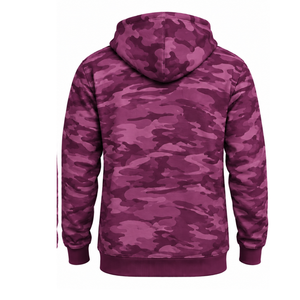 Sweat à capuche camouflage violet pour homme, imprimé camouflage personnalisé, en polaire, avec poche kangourou et cordon de serrage, style streetwear décontracté - Product Image 2