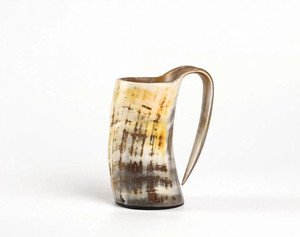 Mug en corne sculpté à la main avec motif de bateau viking, style antique, objets de décoration pour la maison - Product Image 3
