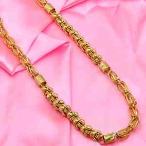 สร้อยคอผู้ชายขายส่ง, สร้อยคอแบบโฮโล่ชุบทองไมโคร 14K 18K 24K, สร้อยคอแฟชั่นดีไซน์ทันสมัยทำจากทองเหลือง - Product Image 1