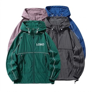 Veste coupe-vent respirante pour homme, personnalisable avec logo, imperméable, légère, à fermeture éclair intégrale, pour l'entraînement et les activités de plein air - Product Image 1