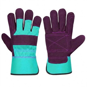 Guantes de Trabajo de Cuero STALWART IMPEX, Verde/Amarillo, Texturizados, Antideslizantes, Resistentes al Fuego, Antiestáticos, Duraderos, con Puño Recto - Product Image 4