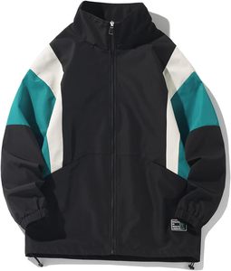 เสื้อแจ็คเก็ตผู้ชายแบบ Color Blocking ทรง Racer กันลม ผลิตจากโพลีเอสเตอร์ คอตั้ง ปิดด้วยซิป สไตล์สปอร์ต เหมาะสำหรับใส่ในฤดูใบไม้ร่วง - Product Image 1