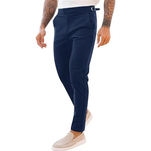 Pantalones ajustados para hombre con hebilla, cintura media, cierre de cremallera y corte recto - Product Image 2