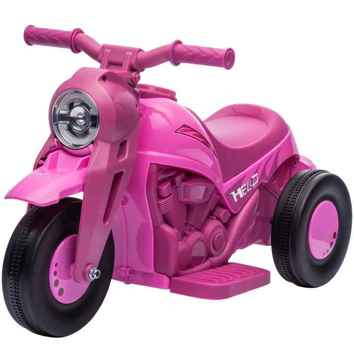 6V Bubble Car Kids' 3 Wheeled Electric Motorcycle with LED Headlight and Music Pink Ride-On Vehicle with Music Features