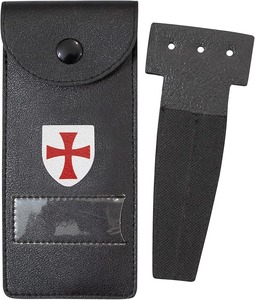Masonic Knight Templar Shield Pocket Jewel Holder Black Leather (<b>Small</b>) – Freemason Jewelry <b>Case</b> - Product Image 1