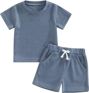OEM 2026 New Arrival Custom Wholesale Outdoor Summer Embroidery Waffle Fabric Shorts <b>Set</b> T-shirt and Short <b>Set</b> - Product Image 3